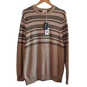 Tentree Kepler Knit Sweater Men XL Tan Organic Preppy Grandpa Thick Warm NWT